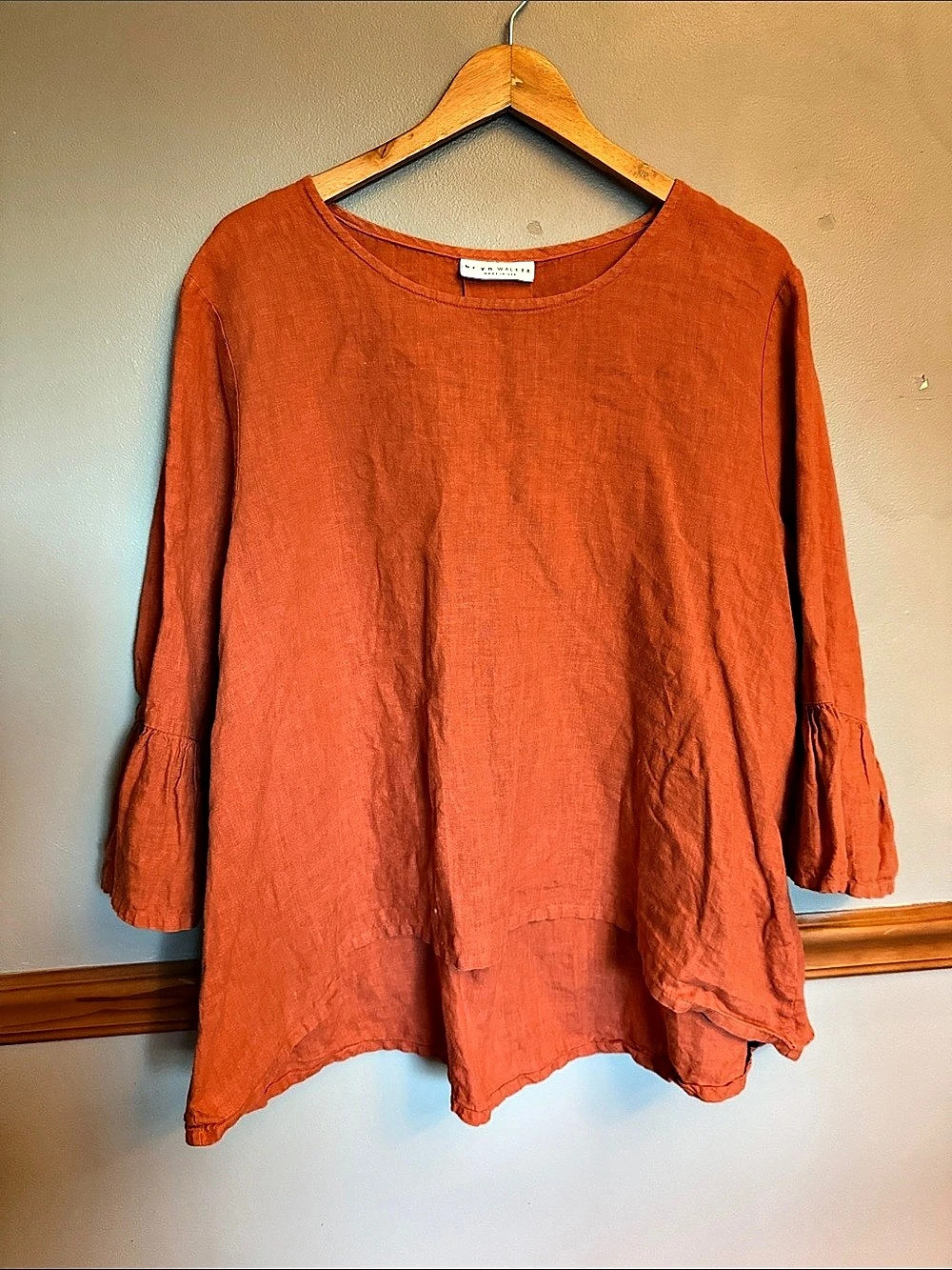 Bryn Walker Fran Linen Ruffle Bell Sleeve Top - Size XL